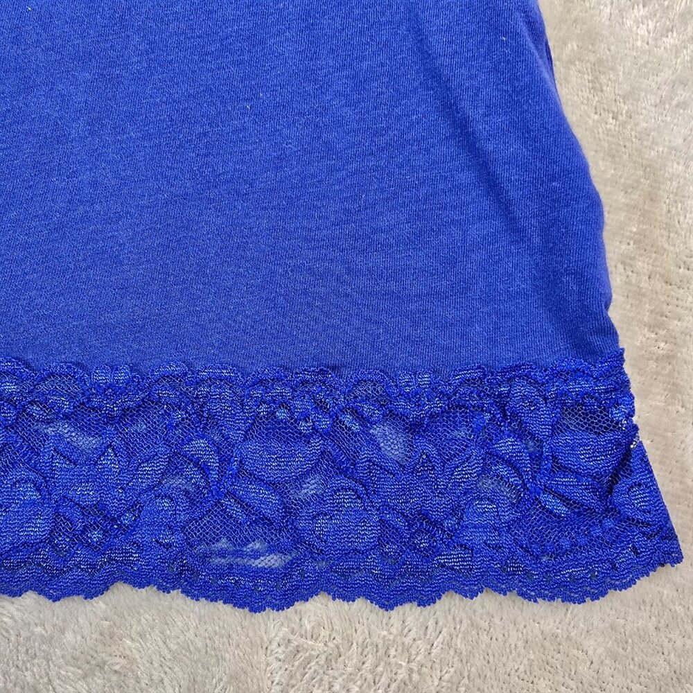 Y2K Inspired Tank Womens Small Blue Bottom Lace Trim Layerable Classic Colorful - Picture 2 of 7